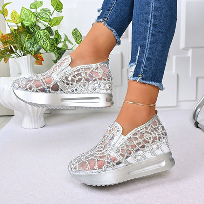 Atmungsaktive Mesh-Slipper-Sneaker mit Plateausohle für Damen