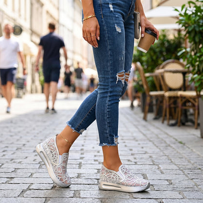 Atmungsaktive Mesh-Slipper-Sneaker mit Plateausohle für Damen