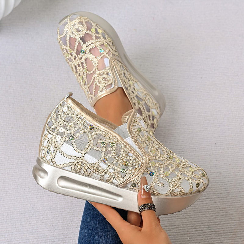 Atmungsaktive Mesh-Slipper-Sneaker mit Plateausohle für Damen