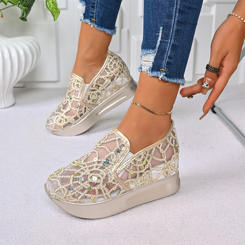 Atmungsaktive Mesh-Slipper-Sneaker mit Plateausohle für Damen