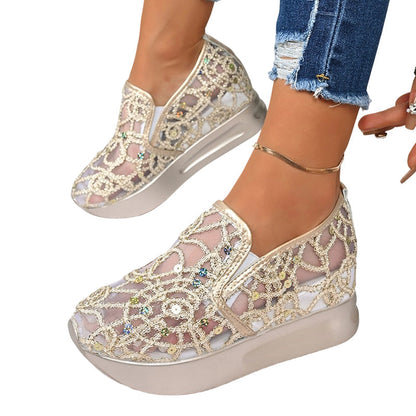 Atmungsaktive Mesh-Slipper-Sneaker mit Plateausohle für Damen