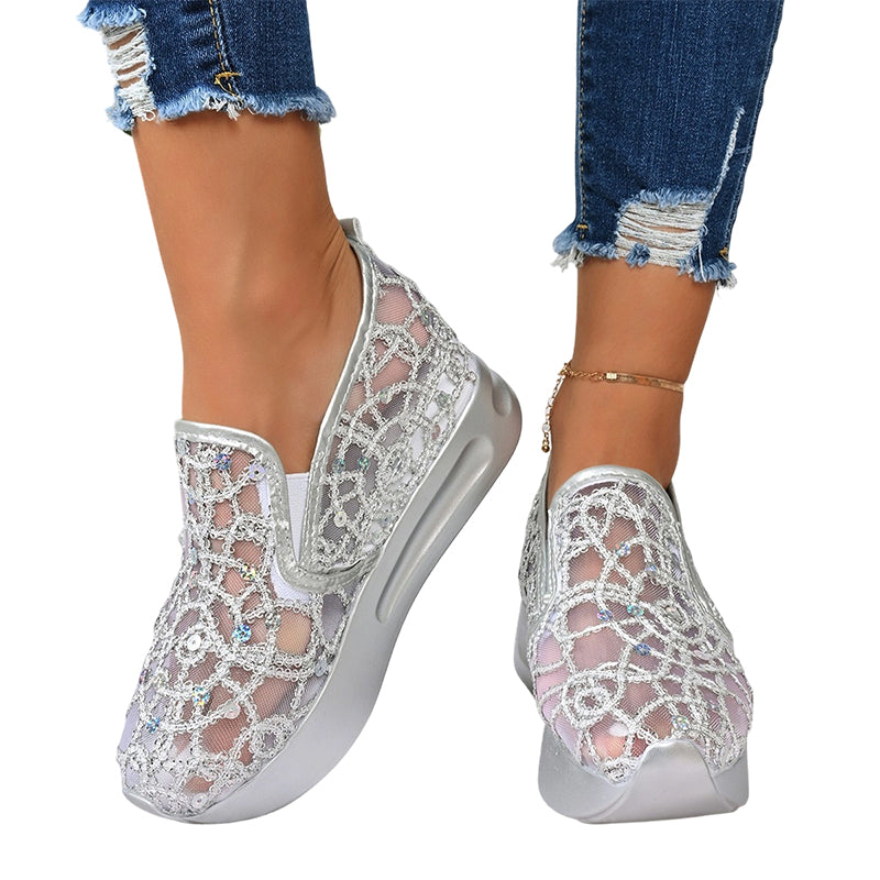 Atmungsaktive Mesh-Slipper-Sneaker mit Plateausohle für Damen