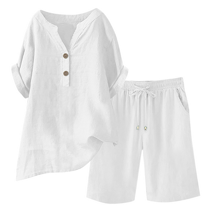 2-teiliges Outfit-Set aus Baumwolle und Leinen für Damen