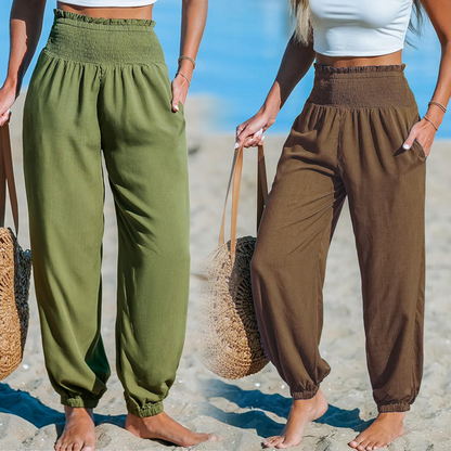 🌞 50% RABATT 💥 Damen Haremhose mit hoher Taille – figurfreundlich, stylisch & super bequem ✨ Perfekt für Sommer & Alltag 👖