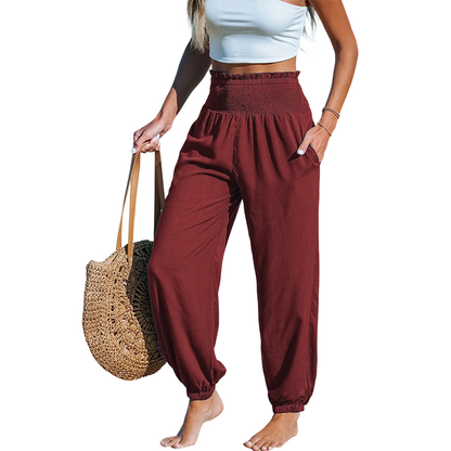🌞 50% RABATT 💥 Damen Haremhose mit hoher Taille – figurfreundlich, stylisch & super bequem ✨ Perfekt für Sommer & Alltag 👖