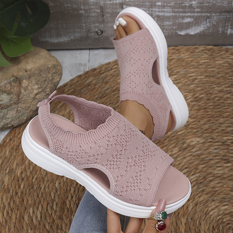 👡 Atmungsaktive Plateau-Sandalen aus Strick für Damen – leicht & komfortabel