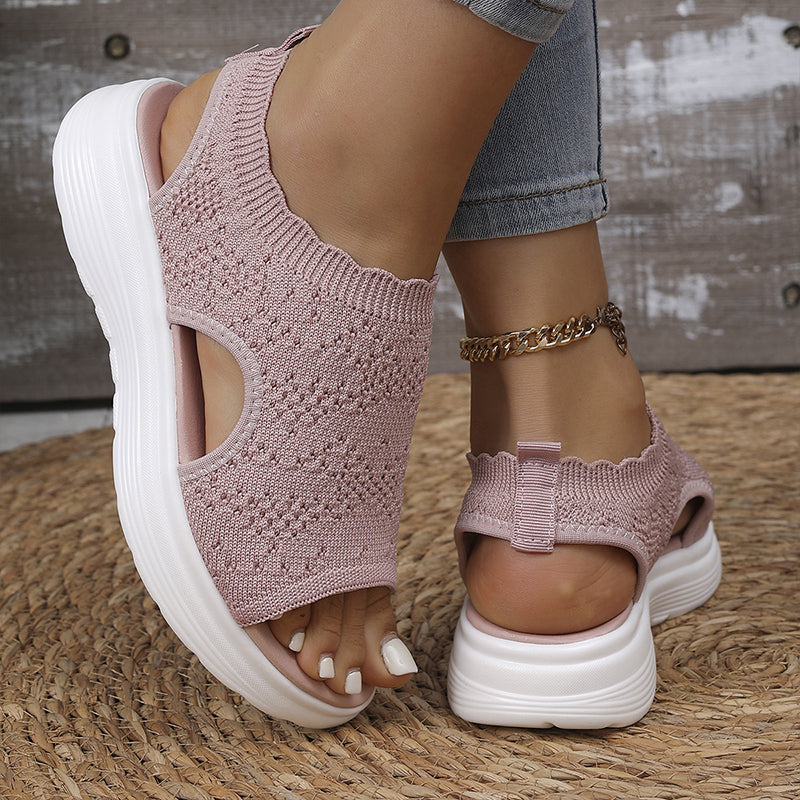 👡 Atmungsaktive Plateau-Sandalen aus Strick für Damen – leicht & komfortabel