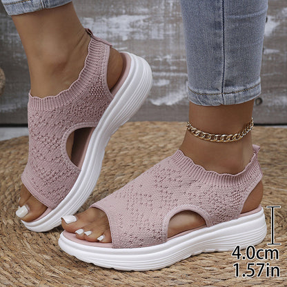 👡 Atmungsaktive Plateau-Sandalen aus Strick für Damen – leicht & komfortabel