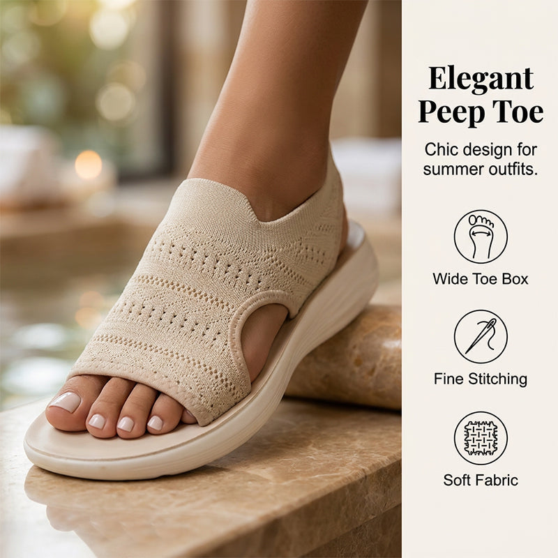 Atmungsaktive Plateau-Sandalen aus Strick für Damen