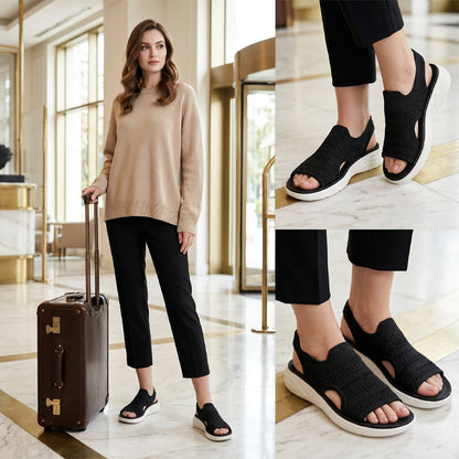 Atmungsaktive Plateau-Sandalen aus Strick für Damen