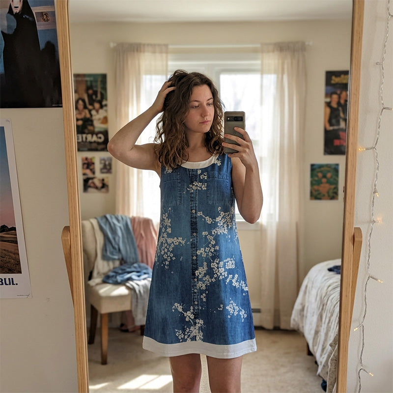 💙Zweiteiliges Damenkleid aus Kunstleder mit Jeansprint – stylischer 2-in-1-Look, bequem & vielseitig – perfekt für Partys, Ausflüge & besondere Anlässe