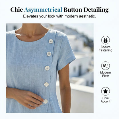 Elegantes, einfarbiges Sommerkleid mit Rundhalsausschnitt für Damen