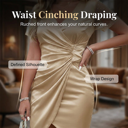 Cocktailkleid für Damen mit V-Ausschnitt und hoher Taille