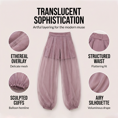 Damenhose mit Mesh-Einsätzen im Laternen-Stil