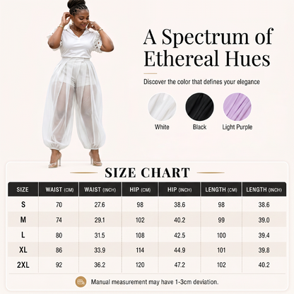 Damenhose mit Mesh-Einsätzen im Laternen-Stil