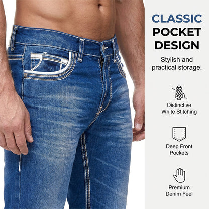 👖 AUSSERGEWÖHNLICHE AKTION 50% RABATT! ⏰ Herren Jeans mit Doppelnaht & Hoher Elastizität – Moderner Schnitt & Komfort – Strapazierfähiger Stretch-Stoff – Ideal für den Alltag oder Reisen – Zeitloser & Schlanker Look ✨🔥🛒