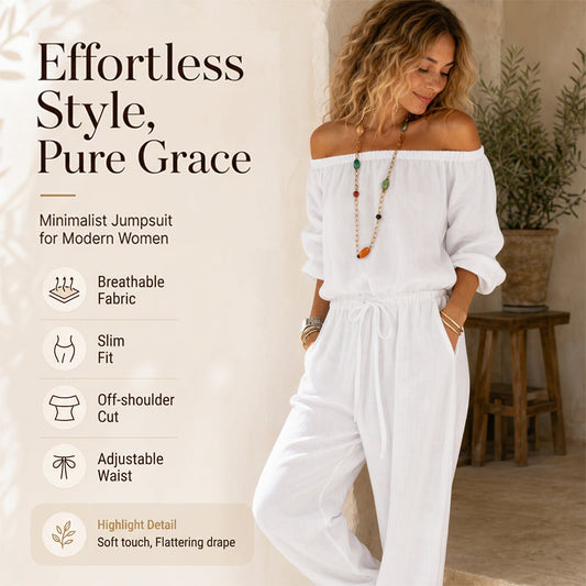 ✨ Eleganter Damen-Jumpsuit im Off-Shoulder-Design – bequem, stilvoll und leicht zu tragen