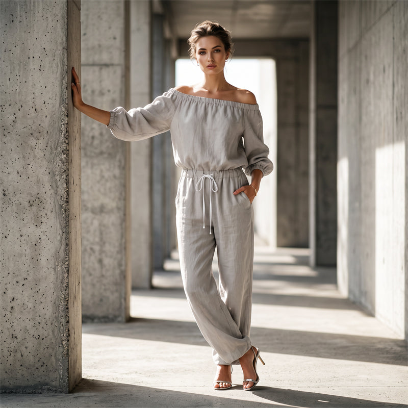✨ Eleganter Damen-Jumpsuit im Off-Shoulder-Design – bequem, stilvoll und leicht zu tragen