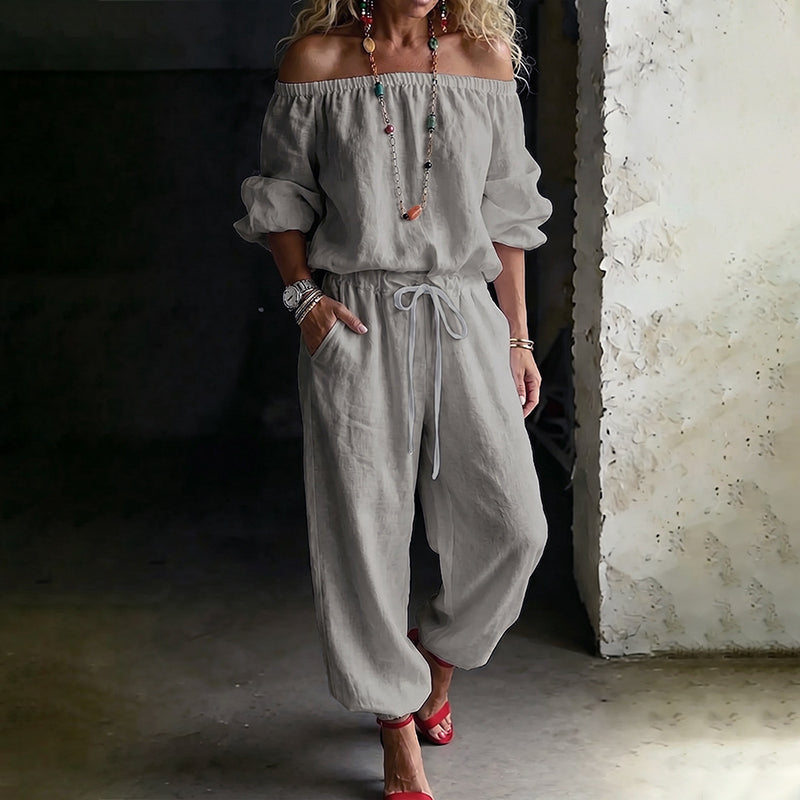 ✨ Eleganter Damen-Jumpsuit im Off-Shoulder-Design – bequem, stilvoll und leicht zu tragen