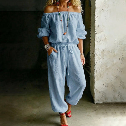✨ Eleganter Damen-Jumpsuit im Off-Shoulder-Design – bequem, stilvoll und leicht zu tragen
