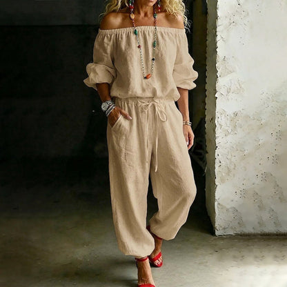 ✨ Eleganter Damen-Jumpsuit im Off-Shoulder-Design – bequem, stilvoll und leicht zu tragen