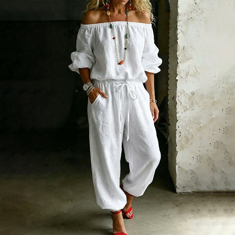 ✨ Eleganter Damen-Jumpsuit im Off-Shoulder-Design – bequem, stilvoll und leicht zu tragen