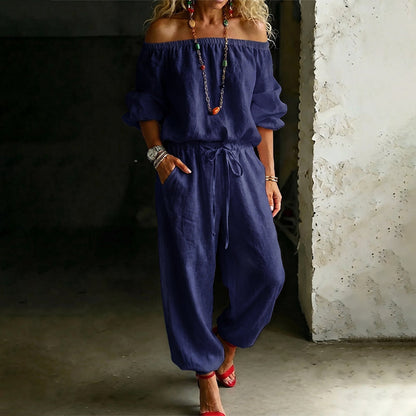 ✨ Eleganter Damen-Jumpsuit im Off-Shoulder-Design – bequem, stilvoll und leicht zu tragen