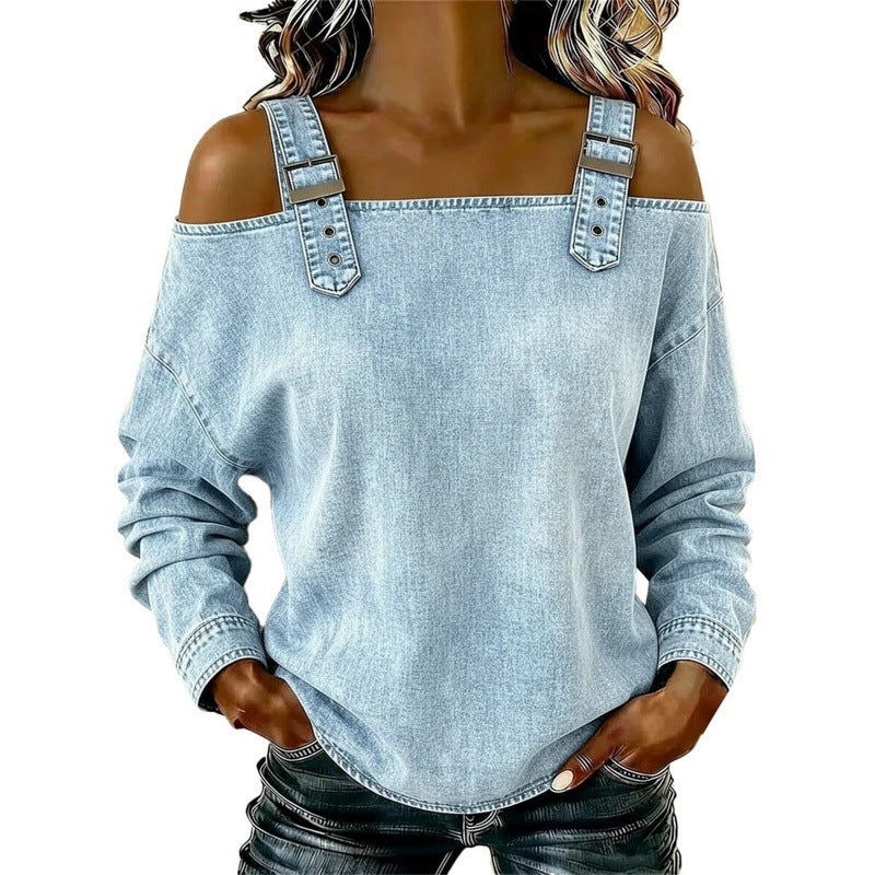 👕 NUR FÜR BEGRENZTE ZEIT: 49 % RABATT! ✨ Damen-Jeans-Top – breite Träger, modisch, lässig ✨