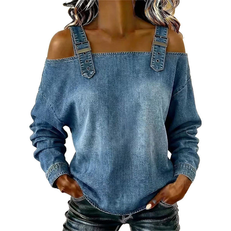 👕 NUR FÜR BEGRENZTE ZEIT: 49 % RABATT! ✨ Damen-Jeans-Top – breite Träger, modisch, lässig ✨