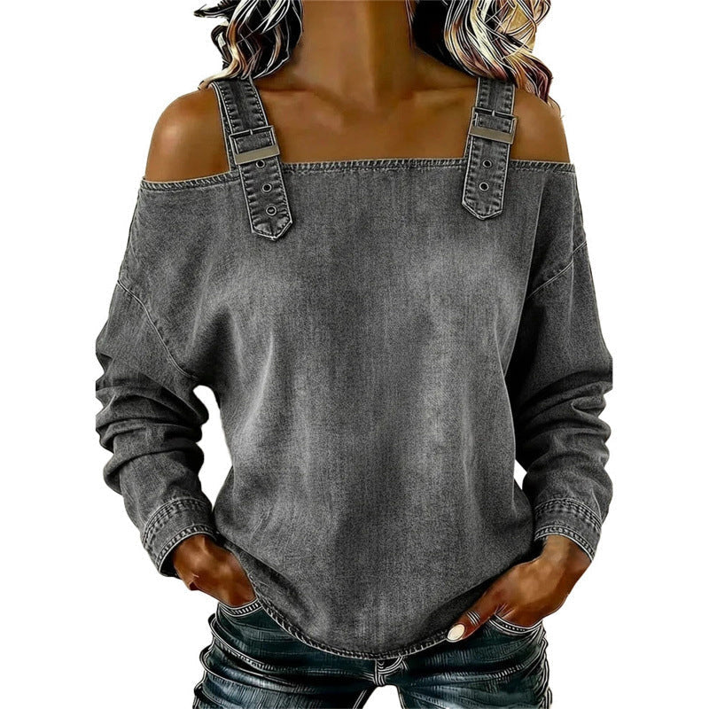 👕 NUR FÜR BEGRENZTE ZEIT: 49 % RABATT! ✨ Damen-Jeans-Top – breite Träger, modisch, lässig ✨