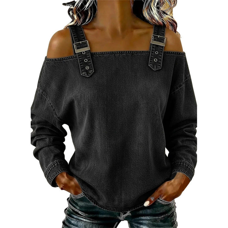 👕 NUR FÜR BEGRENZTE ZEIT: 49 % RABATT! ✨ Damen-Jeans-Top – breite Träger, modisch, lässig ✨