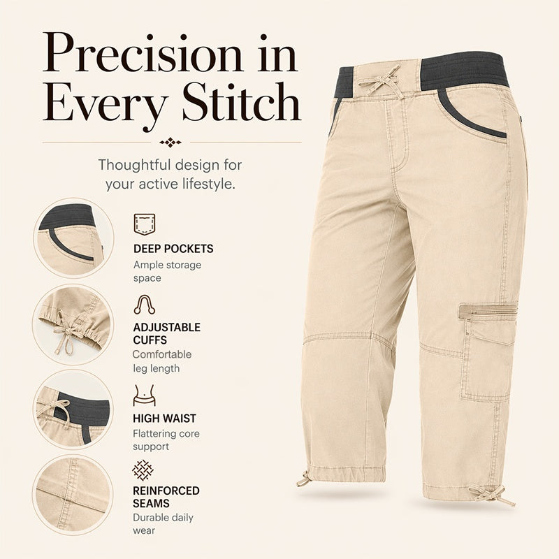 Capri-Cargo-Hose mit hoher Taille für Damen