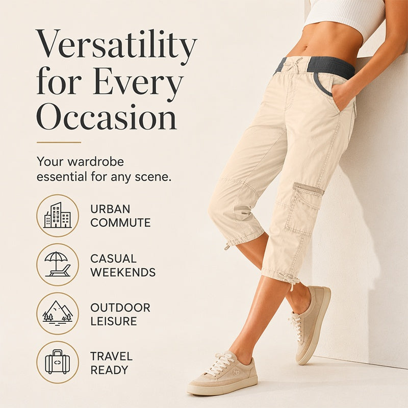 Capri-Cargo-Hose mit hoher Taille für Damen