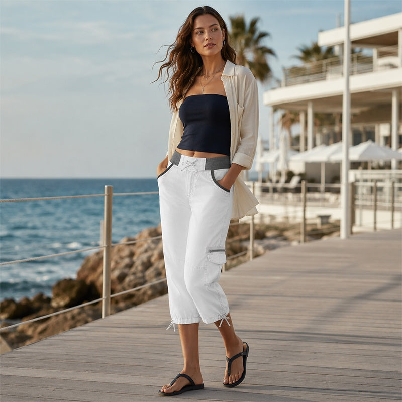 Capri-Cargo-Hose mit hoher Taille für Damen