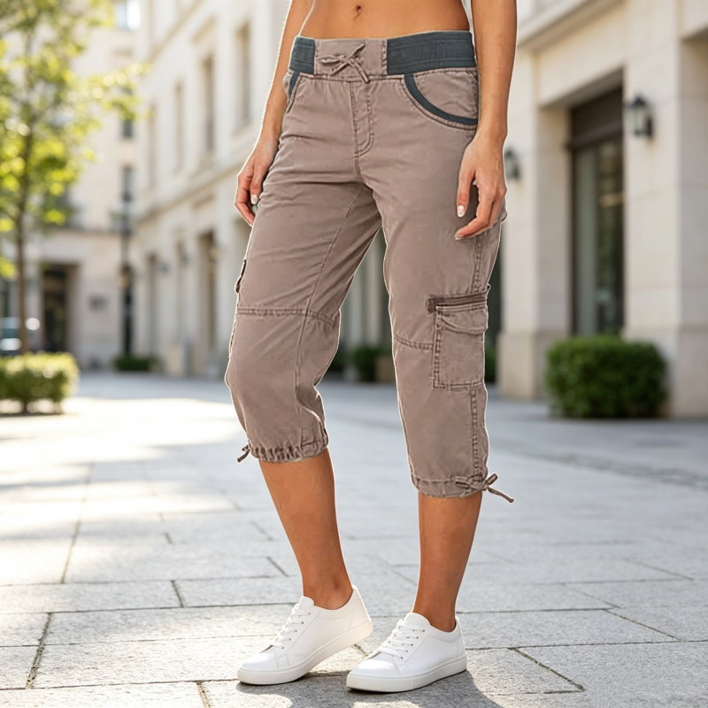 Capri-Cargo-Hose mit hoher Taille für Damen
