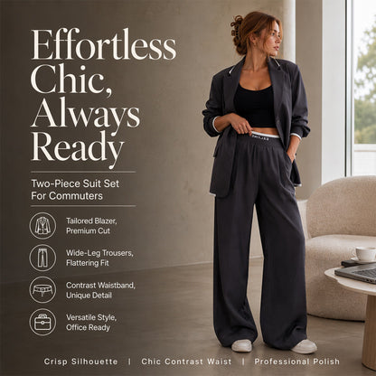 Elegantes Set aus Blazer und Hose mit weitem Bein für Damen