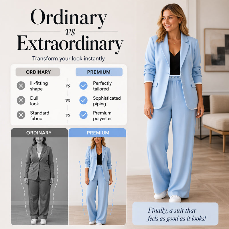 Elegantes Set aus Blazer und Hose mit weitem Bein für Damen