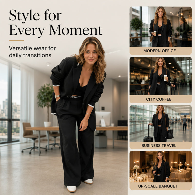 Elegantes Set aus Blazer und Hose mit weitem Bein für Damen