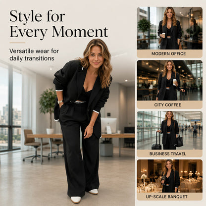 Elegantes Set aus Blazer und Hose mit weitem Bein für Damen