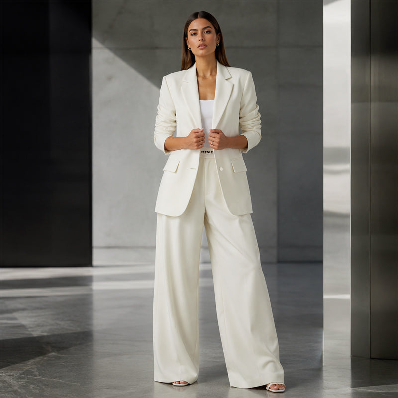 Elegantes Set aus Blazer und Hose mit weitem Bein für Damen