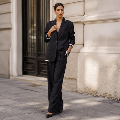 Elegantes Set aus Blazer und Hose mit weitem Bein für Damen