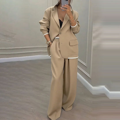 Elegantes Set aus Blazer und Hose mit weitem Bein für Damen