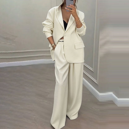 Elegantes Set aus Blazer und Hose mit weitem Bein für Damen
