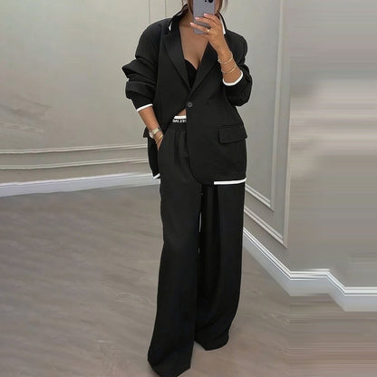 Elegantes Set aus Blazer und Hose mit weitem Bein für Damen