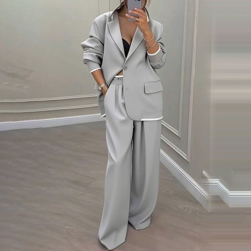 Elegantes Set aus Blazer und Hose mit weitem Bein für Damen