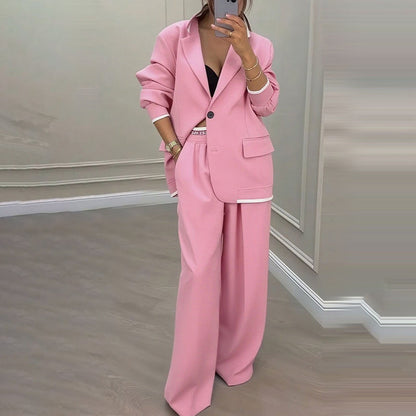 Elegantes Set aus Blazer und Hose mit weitem Bein für Damen