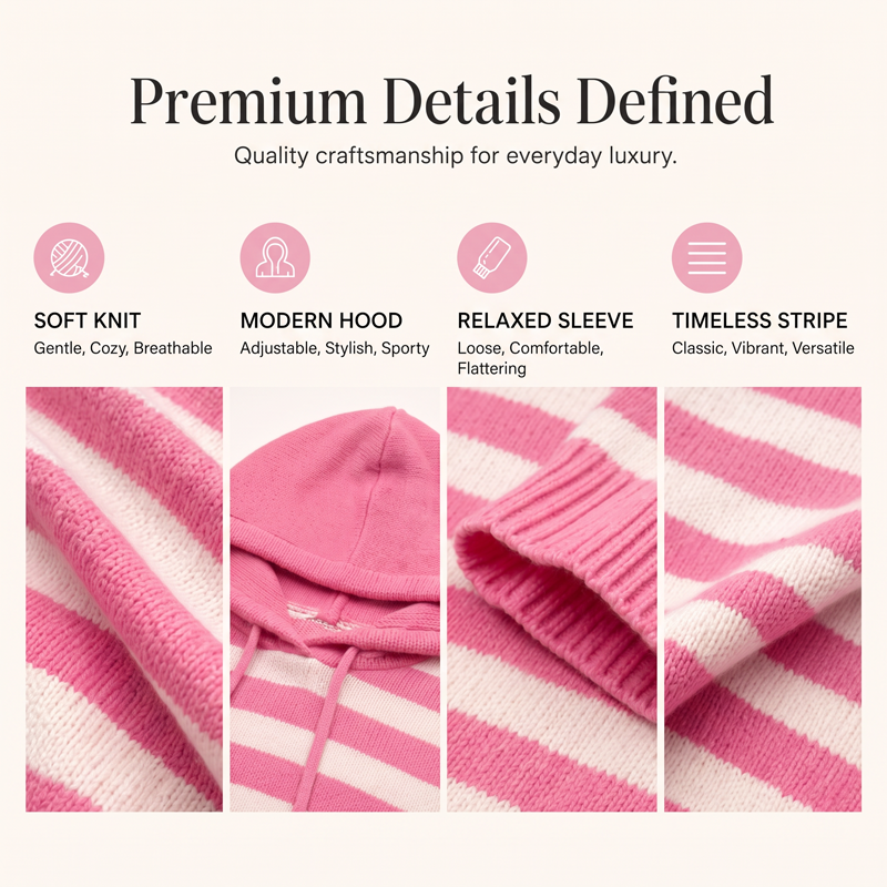 ✨🛍️Neu eingetroffen – Lässiger Kapuzenpullover mit Streifen – Einfache Mode für den Kaffee-Besuch oder entspannte Tage