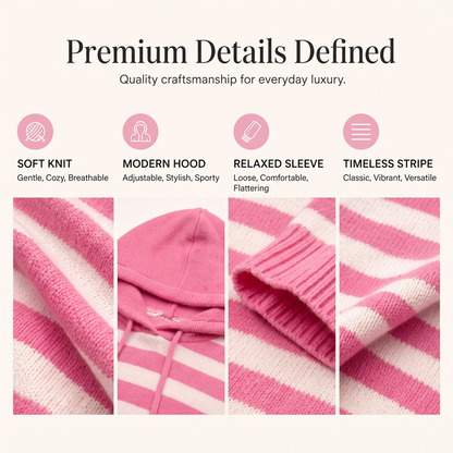 ✨🛍️Neu eingetroffen – Lässiger Kapuzenpullover mit Streifen – Einfache Mode für den Kaffee-Besuch oder entspannte Tage