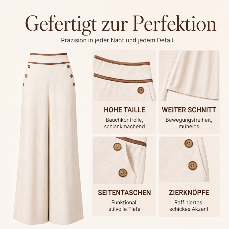 Damen-Hochweitbund-Hosen mit kontrastierenden Besätzen