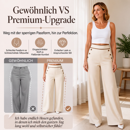 Damen-Hochweitbund-Hosen mit kontrastierenden Besätzen